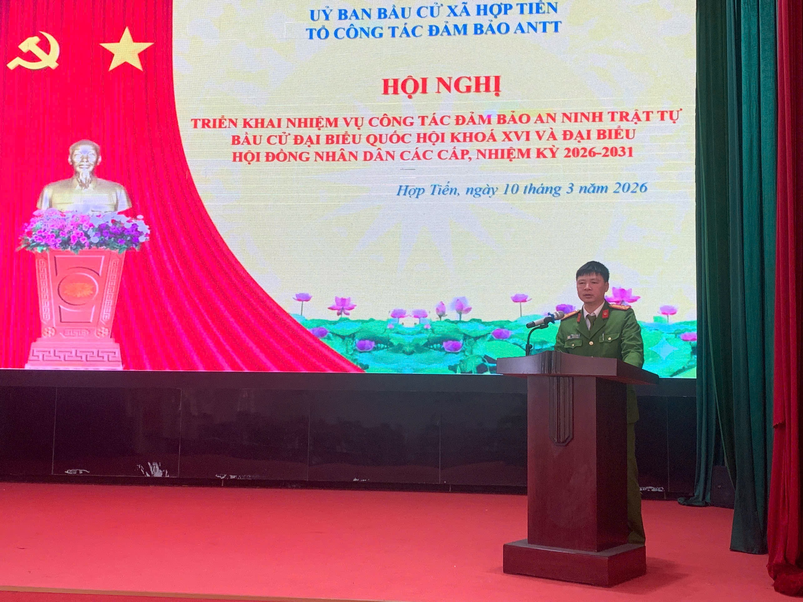 Công an xã Hợp Tiến triển khai nhiệm vụ bảo đảm ANTT bảo vệ cuộc bầu cử đại biểu Quốc hội khoá XVI và đại biểu HĐND các cấp nhiệm kỳ 2026 - 2031